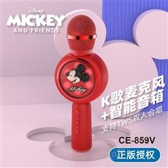 Disney/迪士尼麦克风主手持儿童卡通全民k歌家用话筒音箱唱放一体